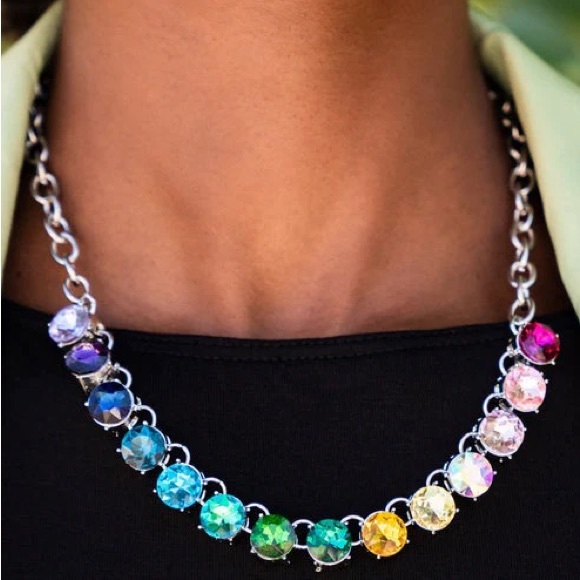 Jewelry - NWT Boutique Multi Color Rainbow Diamond Rhinestone Necklace - Fashion Jewelry